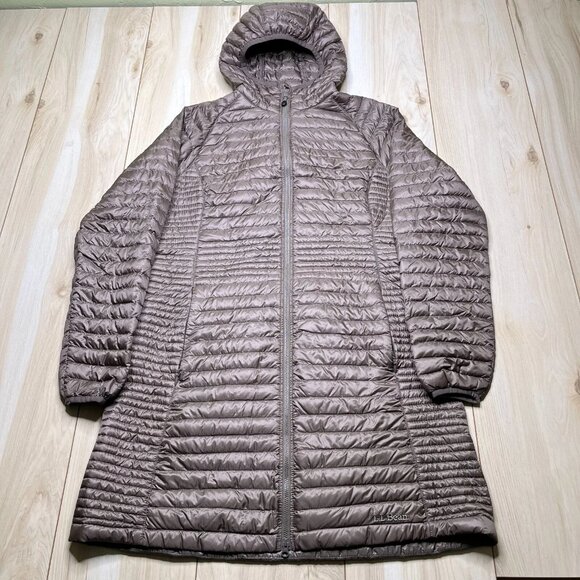 L.L. Bean Womens Brown Long Sleeve Full Zip Hooded 850 Down Jacket Size Medium - Picture 1 of 16